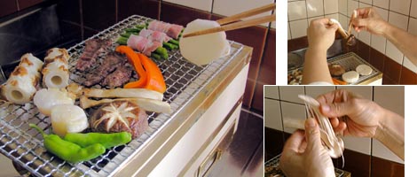 どんどん焼いて、松茸も！