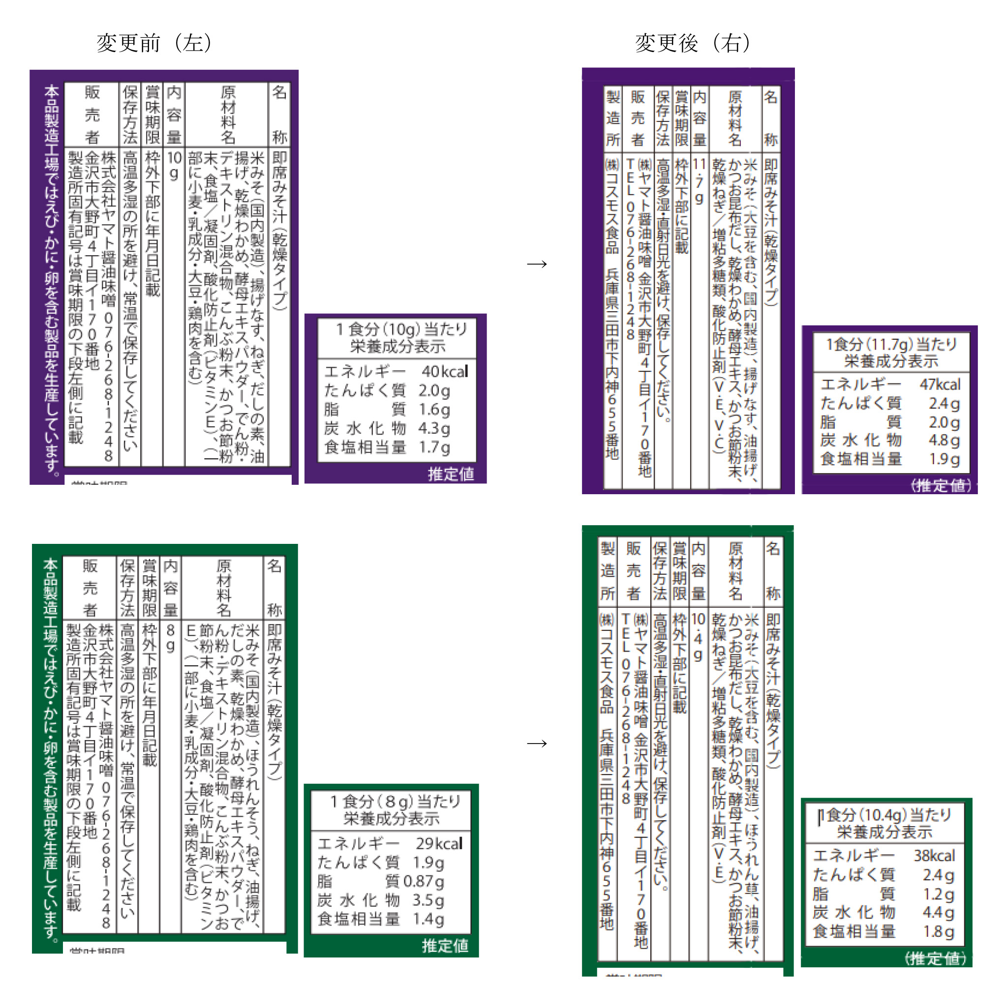 変更前と変更後